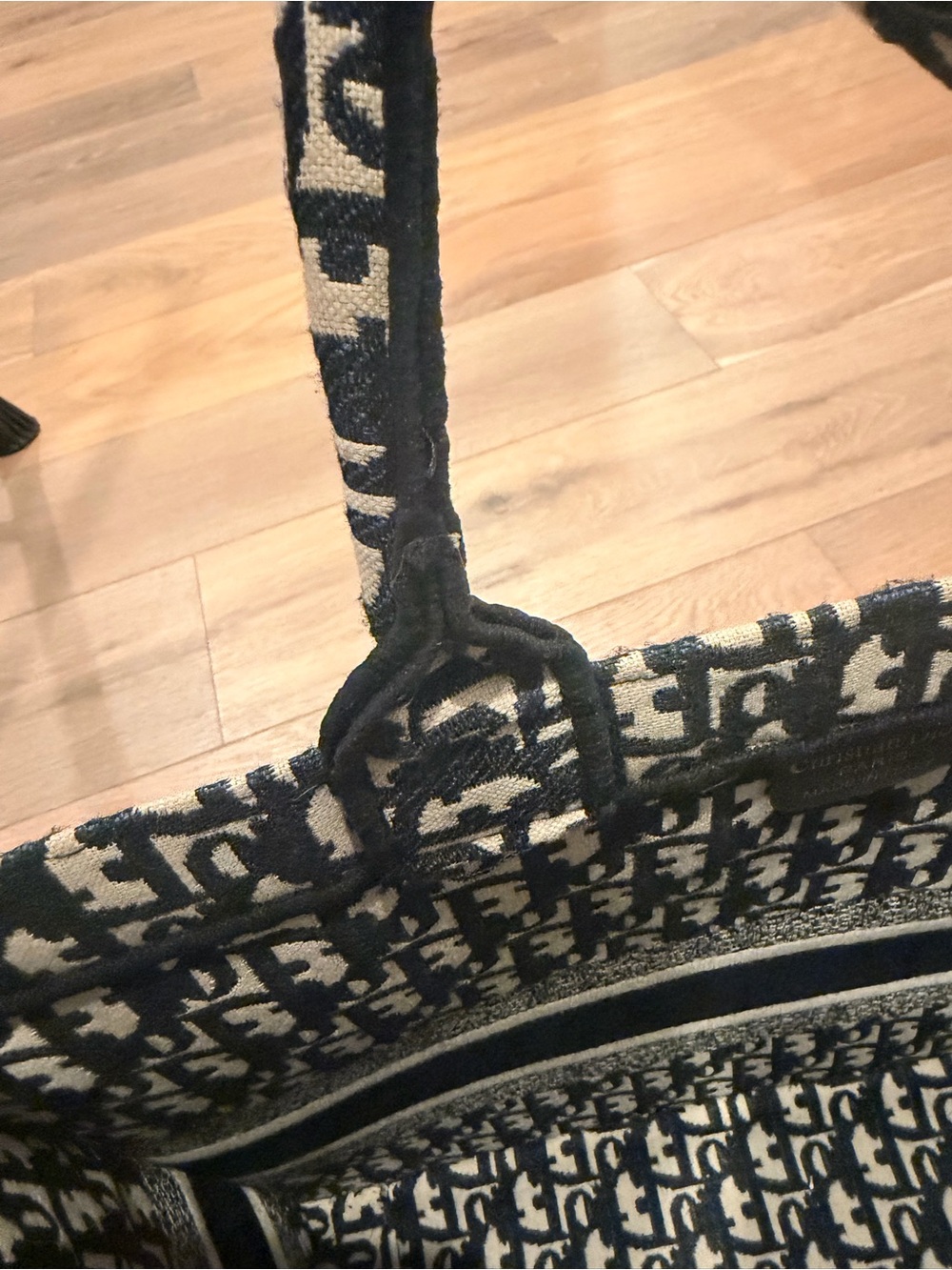 Dior Oblique Jacquard Tote in Black & Cream - Picture 7 of 7